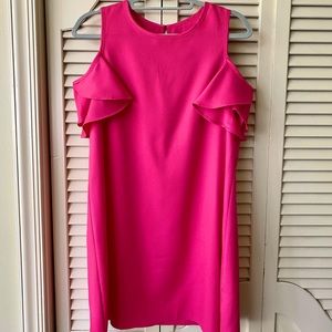 Pink Cold Shoulder Shift Dress with Ruffle Sleeve